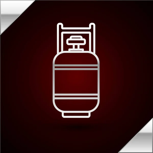 Silver Line Propane Gas Tank Icon Isolated Dark Red Background — Stock Vector