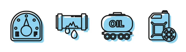 Установить Линию Нефтяной Железнодорожный Цистерна Моторный Газовый Датчик Сломанная Металлическая — стоковый вектор