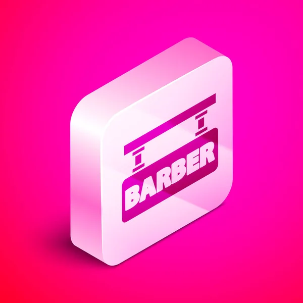 Ícone Isométrico Barbershop Isolado Fundo Rosa Logotipo Cabeleireiro Tabuleta Botão —  Vetores de Stock