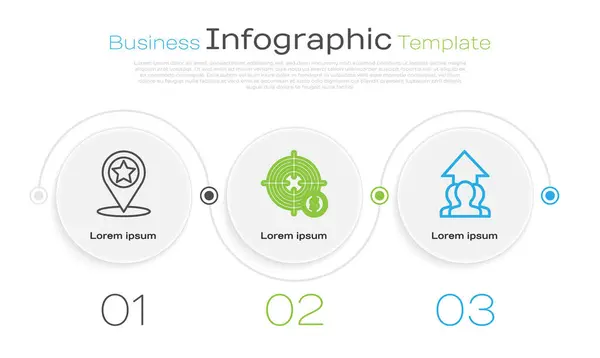 スター ドル記号と成長チャートとターゲットとラインマップポインタを設定し 人々の群衆の進歩を設定します ビジネスインフォグラフィックテンプレート ベクトル — ストックベクタ