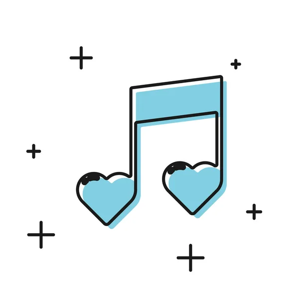 Black Music Note Tone Hearts Icon Isolated White Background Valentines — 스톡 벡터