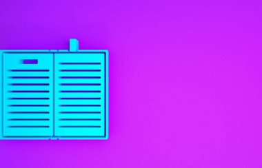 Mavi Açık Bilim Kitabı simgesi mor arkaplanda izole edilmiş. Minimalizm kavramı. 3d illüstrasyon 3B canlandırma