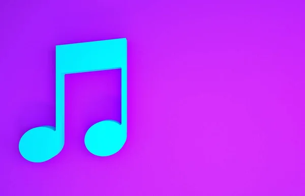 Blaue Musiknote Tonsymbole Isoliert Auf Violettem Hintergrund Minimalismus Konzept Illustration — Stockfoto