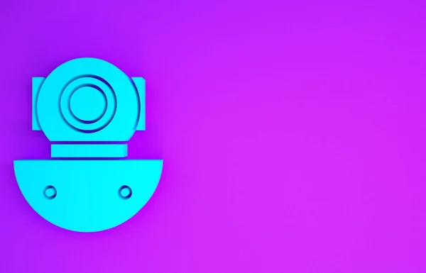 Blaues Aqualung Symbol Isoliert Auf Violettem Hintergrund Tauchhelm Tauchausrüstung Minimalismus — Stockfoto