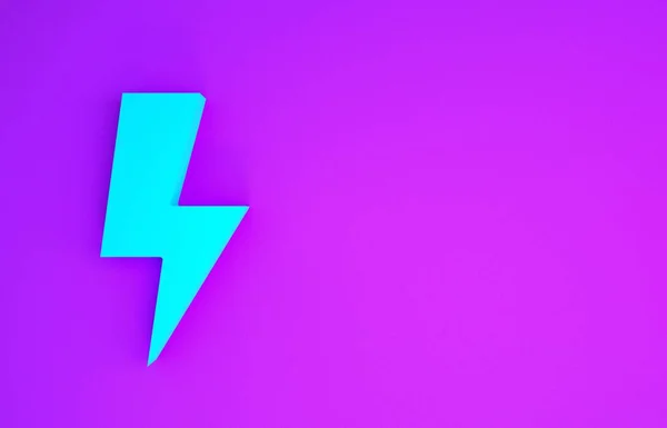 Blue Lightning Bolt Icon Isolated Purple Background Flash Sign Charge — 스톡 사진