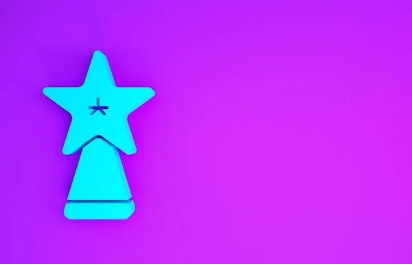 Blaues Weihnachtssternsymbol Auf Violettem Hintergrund Frohe Weihnachten Und Ein Gutes — Stockfoto