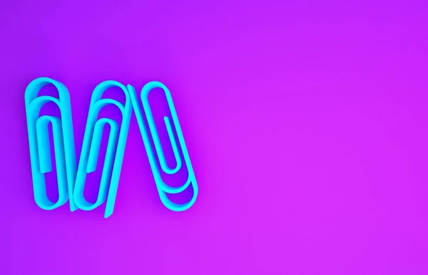 Icône Trombone Bleu Isolé Sur Fond Violet Concept Minimalisme Illustration — Photo