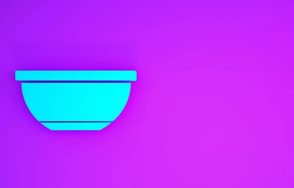青のボウルのアイコンは紫色の背景に隔離されています 最小限の概念 3Dイラスト3Dレンダリング — ストック写真