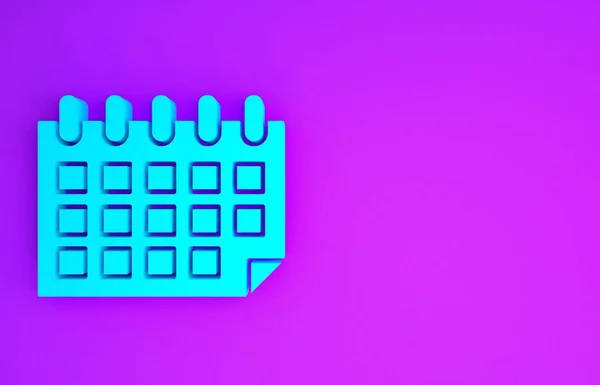 Blaues Kalender Symbol Isoliert Auf Violettem Hintergrund Erinnerungssymbol Minimalismus Konzept — Stockfoto