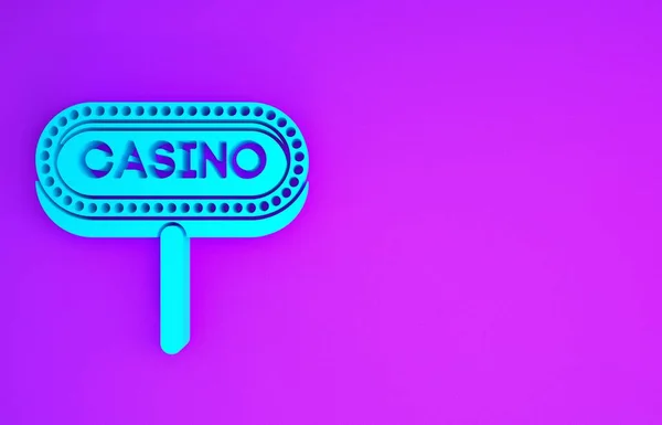 Icona Segnaletica Blue Casino Isolata Sfondo Viola Concetto Minimalista Illustrazione — Foto Stock