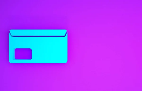 Icône Enveloppe Bleue Isolée Sur Fond Violet Message Électronique Symbole — Photo