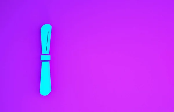 Ikon Blue Knife Terisolasi Pada Latar Belakang Ungu Simbol Cutlery — Stok Foto