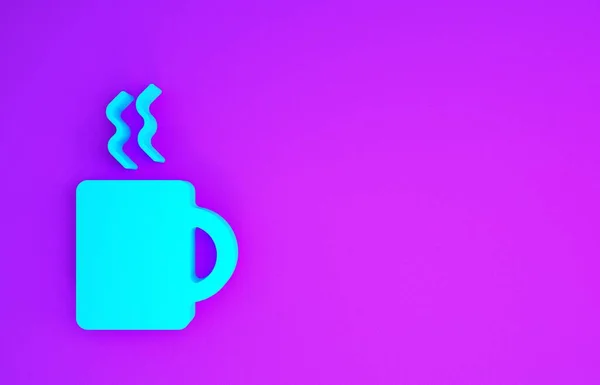 Icono Taza Café Azul Aislado Sobre Fondo Púrpura Taza Café — Foto de Stock