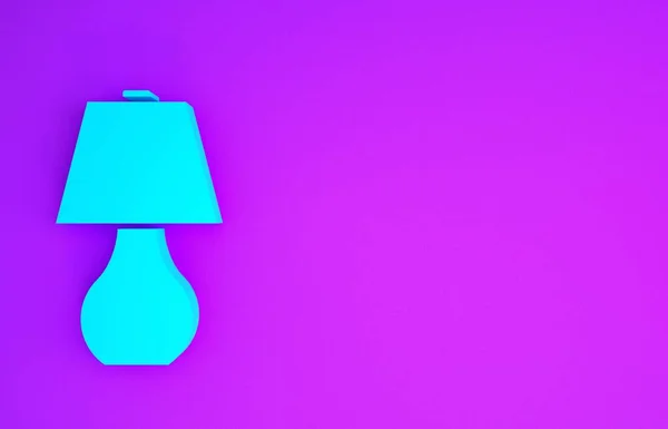 Niebieska Ikona Lampy Stołowej Izolowana Fioletowym Tle Koncepcja Minimalizmu Ilustracja — Zdjęcie stockowe