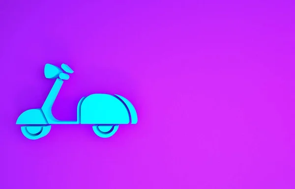 Blaues Motorroller Symbol Isoliert Auf Lila Hintergrund Minimalismus Konzept Illustration — Stockfoto