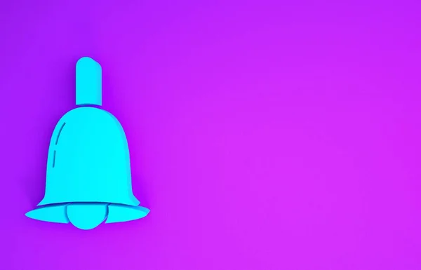 Blue Ringing Bell Icon Isolated Purple Background Alarm Symbol Service — Stock Photo, Image