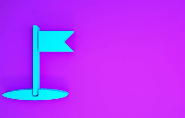 Значок Голубой Флаг Выделен Фиолетовом Фоне Символ Метки Местоположения Концепция — стоковое фото