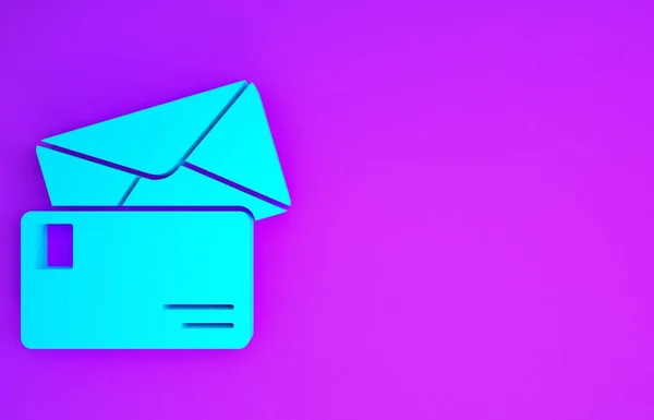 Mor Arkaplanda Izole Edilmiş Mavi Zarf Simgesi Posta Mektup Sembolü — Stok fotoğraf