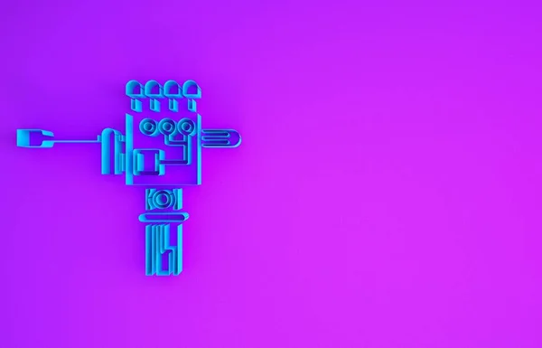 蓝色机械手和螺丝刀图标隔离在紫色背景下 机械臂符号 技术概念 最低纲领的概念 3D渲染3D插图 — 图库照片