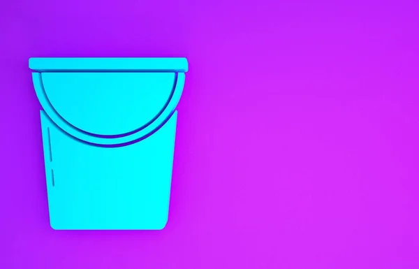 Blue Bucket Icon Isolated Purple Background Minimalism Concept Illustration Render — Stock Photo, Image