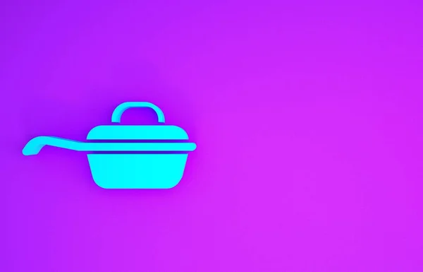 Blue Frying Pan Icon Isolated Purple Background Fry Roast Food — Stock Photo, Image