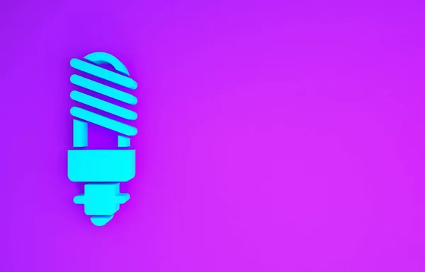 Blue LED light bulb icon isolated on purple background. Economical LED illuminated lightbulb. Save energy lamp. Minimalism concept. 3d illustration 3D render