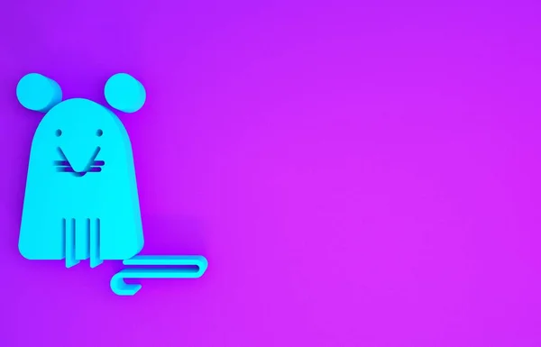 Ікона Blue Rat Ізольована Фіолетовому Фоні Підпис Миші Концепція Мінімалізму — стокове фото