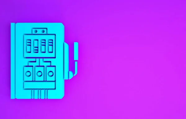 Блакитна Електрична Панель Ізольована Фіолетовому Фоні Концепція Мінімалізму Ілюстрація Рендеринга — стокове фото