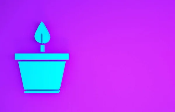 Blue Plant Pot Icon Isolated Purple Background Plant Growing Pot — Stock Photo, Image