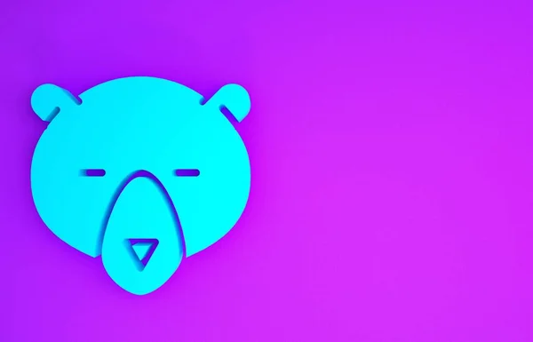 Ícone Cabeça Urso Azul Isolado Fundo Roxo Conceito Minimalismo Ilustração — Fotografia de Stock