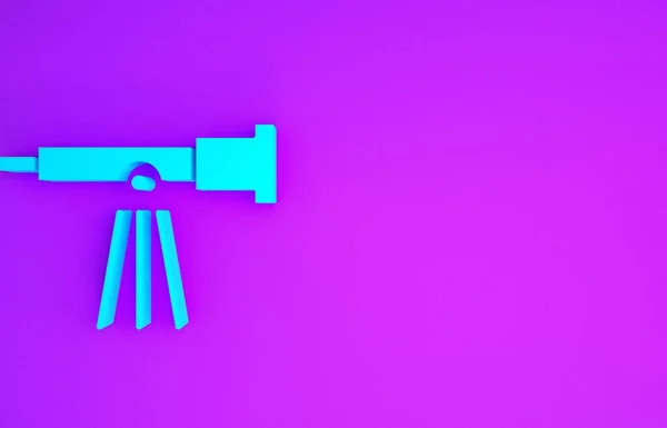 Значок Голубого Телескопа Выделен Фиолетовом Фоне Научный Инструмент Элемент Образования — стоковое фото