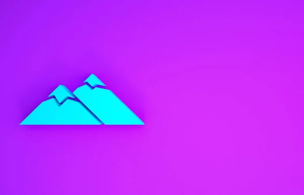 Icono Montañas Azules Aislado Sobre Fondo Púrpura Símbolo Victoria Concepto — Foto de Stock