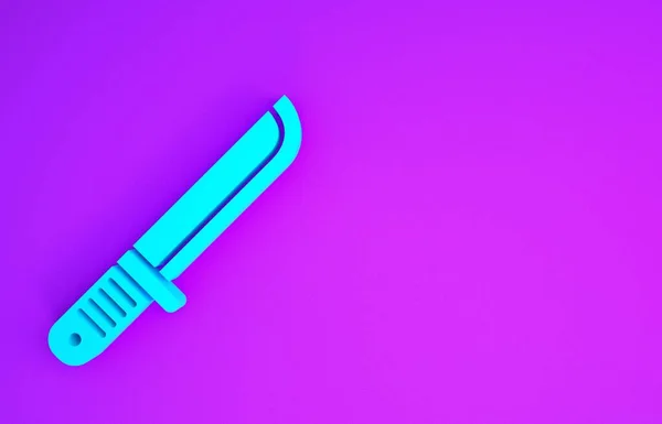 Blue Hunter Knife Icon Isolated Purple Background Army Knife Minimalism — Stock Photo, Image