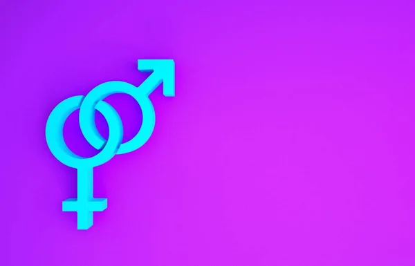 Ícone Blue Gender Isolado Fundo Roxo Símbolos Homens Mulheres Símbolo — Fotografia de Stock