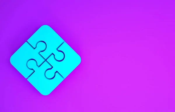 紫色の背景に隔離されたパズルアイコンのブルーピース ビジネス マーケティング テンプレート レイアウト インフォグラフィック インターネットの概念 最小限の概念 3Dイラスト3Dレンダリング — ストック写真