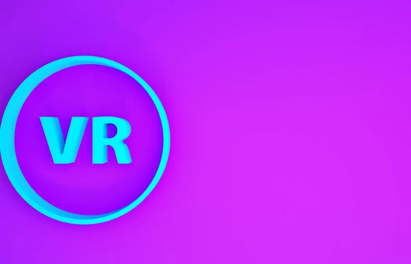 Blaues Virtual Reality Symbol Auf Violettem Hintergrund Minimalismus Konzept Illustration — Stockfoto