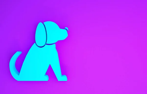 Ícone Blue Dog Isolado Fundo Roxo Conceito Minimalismo Ilustração Render — Fotografia de Stock