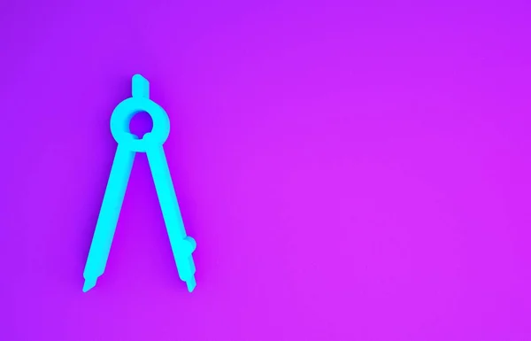 Blaues Kompasssymbol Auf Violettem Hintergrund Kompass Zeichen Zeichen Und Erziehungswerkzeuge — Stockfoto