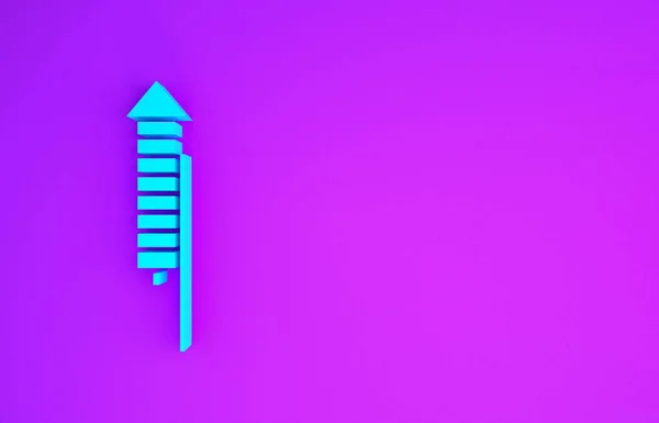 Icono Cohete Fuegos Artificiales Azul Aislado Sobre Fondo Púrpura Concepto — Foto de Stock