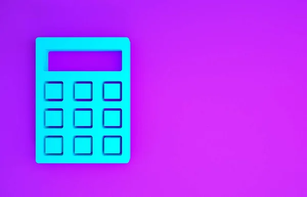 Ikona Modré Kalkulačky Izolovaná Fialovém Pozadí Účetní Symbol Obchodní Výpočty — Stock fotografie