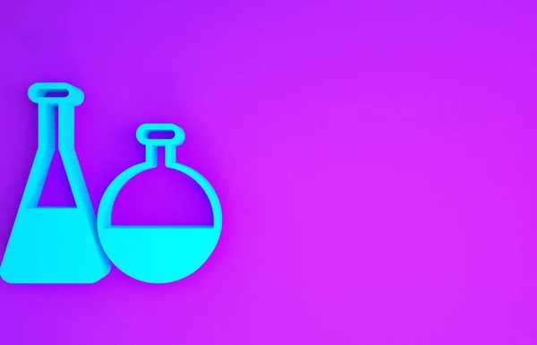 Modrá Zkumavka Baňka Chemické Laboratorní Zkušební Ikony Izolované Fialovém Pozadí — Stock fotografie