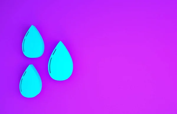 Μπλε Νερό Πτώση Εικονίδιο Απομονώνονται Μωβ Φόντο Μινιμαλιστική Έννοια Απεικόνιση — Φωτογραφία Αρχείου