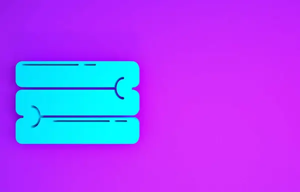 紫色の背景にブルーのタオルスタックアイコン 最小限の概念 3Dイラスト3Dレンダリング — ストック写真