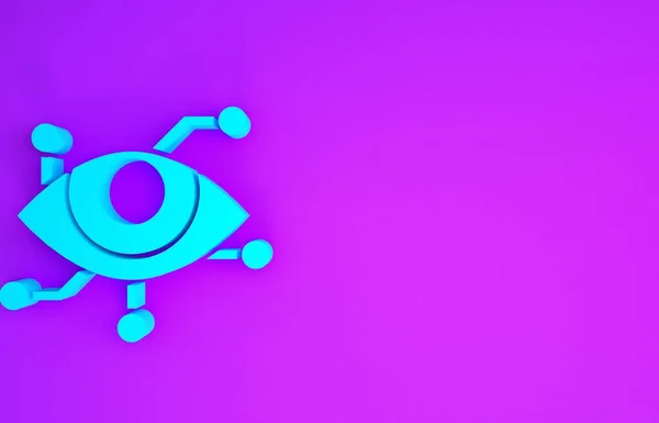 Blue Virtual Reality Icon Isolated Purple Background Minimalism Concept Illustration — Stock Photo, Image