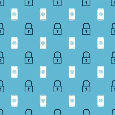 Lock ve Smartphone 'u parmak izi tarayıcısıyla kusursuz desene ayarla. Vektör