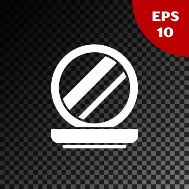 Aynalı beyaz makyaj tozu şeffaf koyu arkaplanda izole edilmiş. Vektör İllüstrasyonu