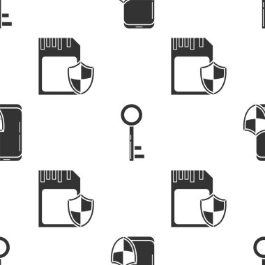 Akıllı telefonu güvenlik kalkanına, anahtar ve Sd kartına ve kalkanlara göre ayarlayın. Vektör