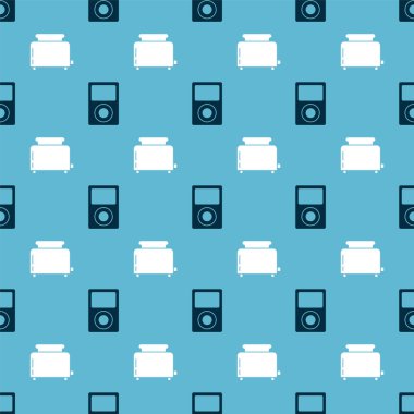 Müzik çalar ve tost makinesini kusursuz bir şablona ayarlayın. Vektör