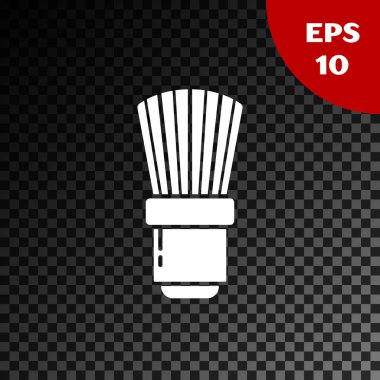 Saydam koyu arka planda yalıtılmış beyaz tıraş fırçası simgesi. Berber dükkanı sembolü. Vektör İllüstrasyonu