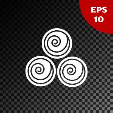 Beyaz Havlu rulo simgesi şeffaf koyu arkaplanda izole edildi. Vektör İllüstrasyonu